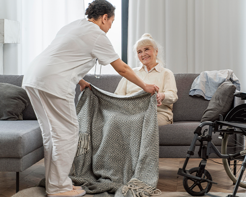 Peaceful bedroom setting for overnight care